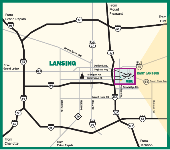 Map og greater Lansing